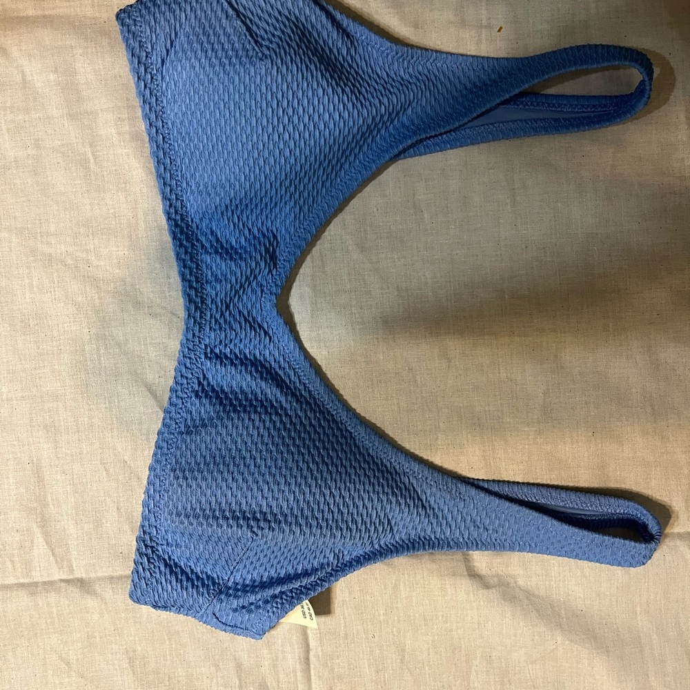 Aerie Blue Textured Bikini Top